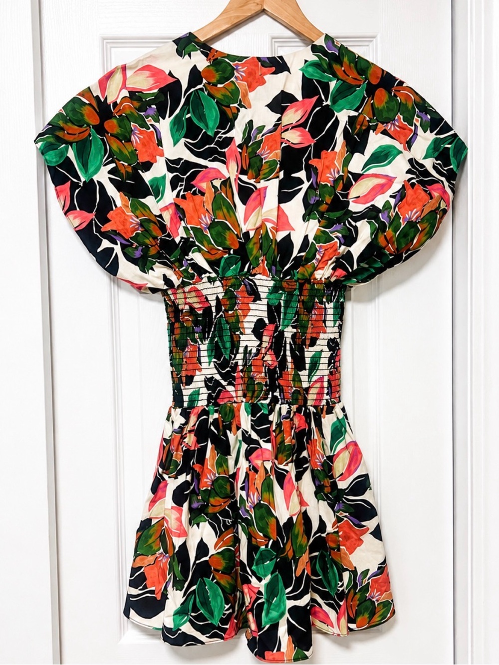 MISA Los Angeles Della Dress XS NWT Floral Smocked Mini Flutter Sleeve Boho - Picture 6 of 11